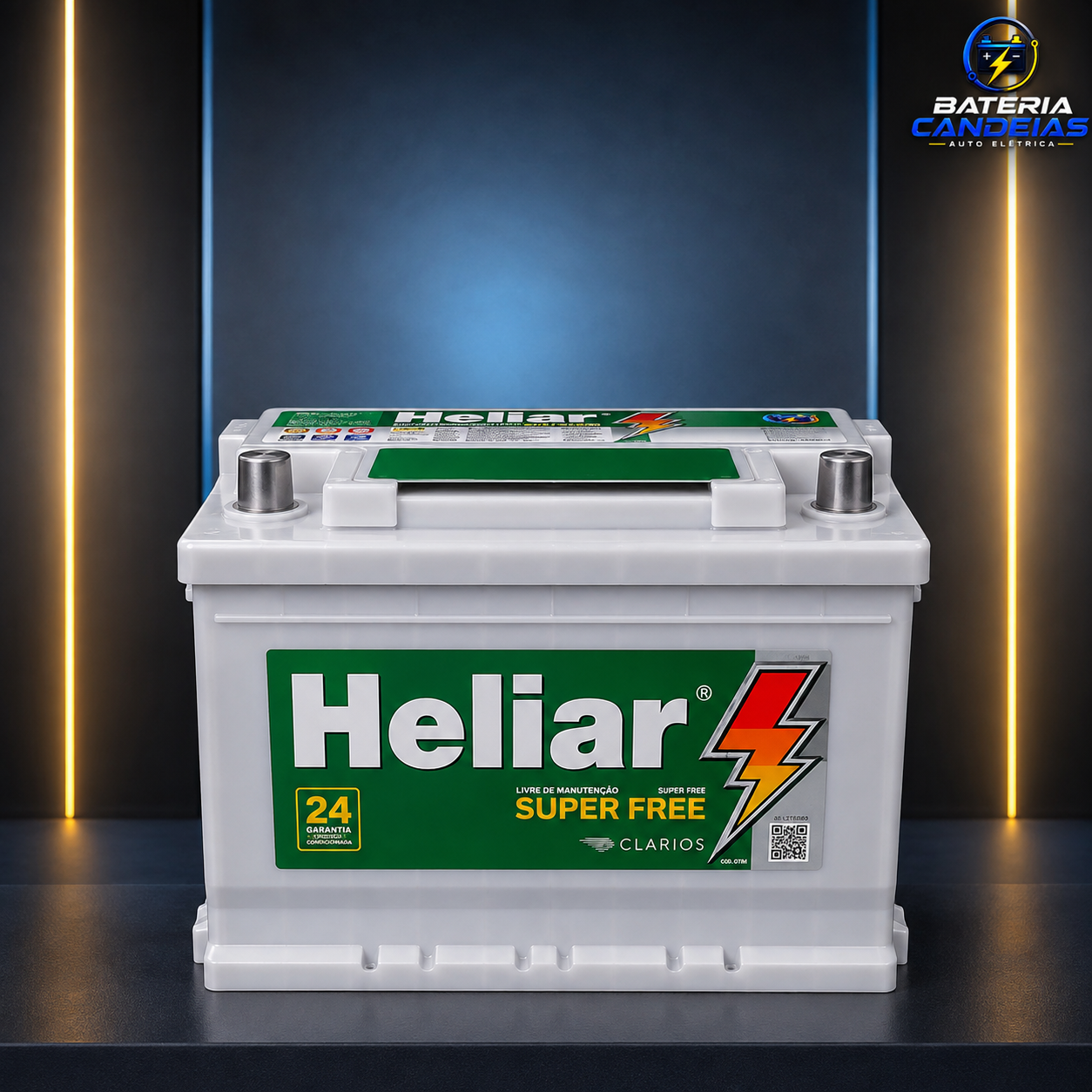 Bateria automotiva Heliar Super Free 24 meses disponível na Bateria Candeias
