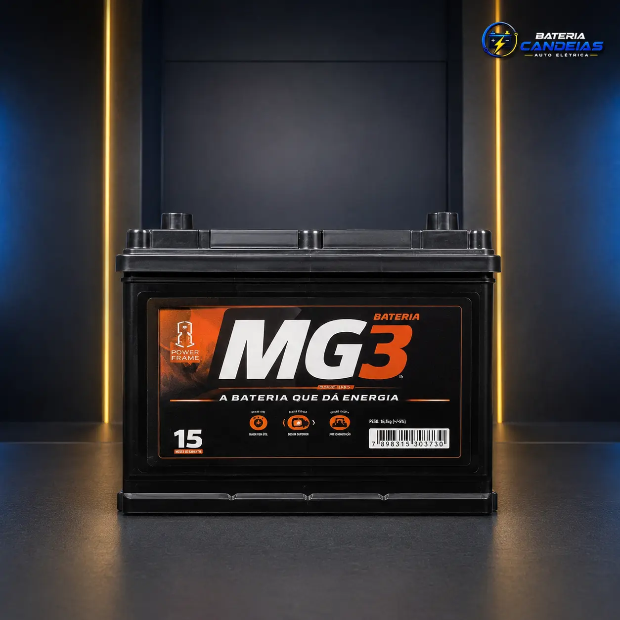 Bateria automotiva MG3 Power Frame de 15 meses